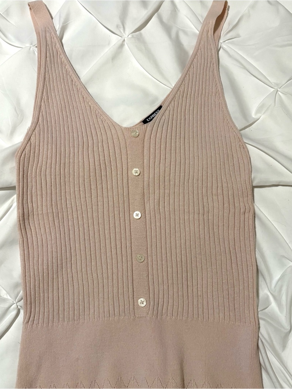 Express Ribbed Soft Knit Sweater Tank, Ballet Pink, Size Medium